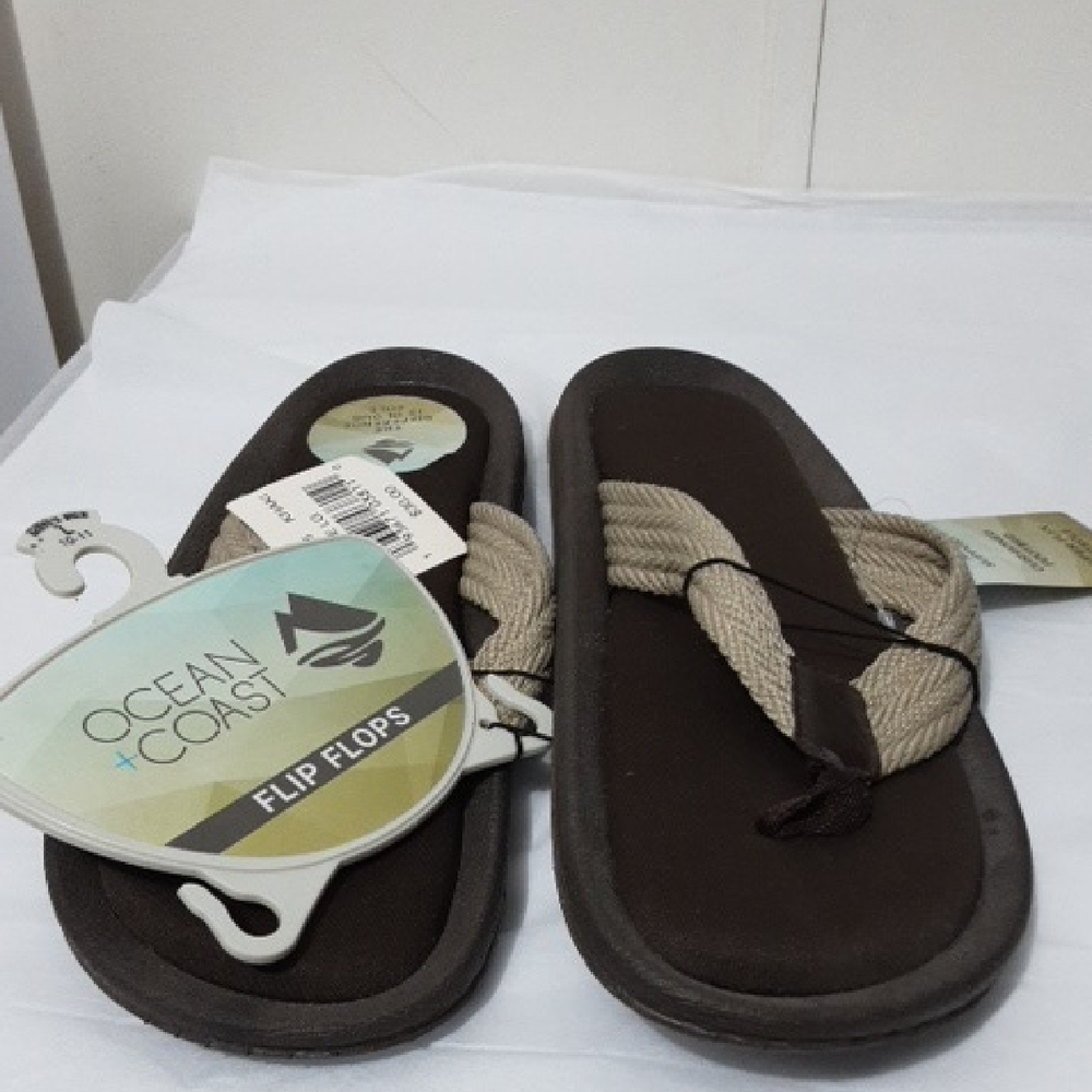 Ocean + Coast Brown Men's LG‎ Flip Flops NWT